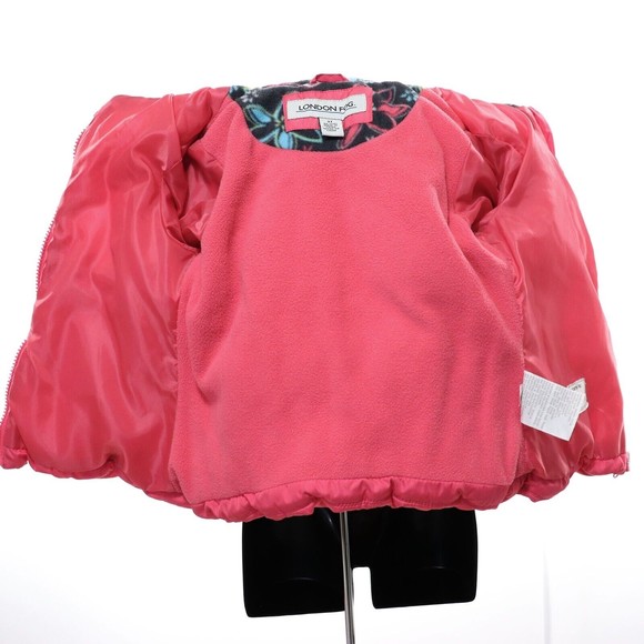 London Fog Girls Winter Puffer Jacket Coat 3T Pink Floral Hooded Fleece Lined - Picture 13 of 13